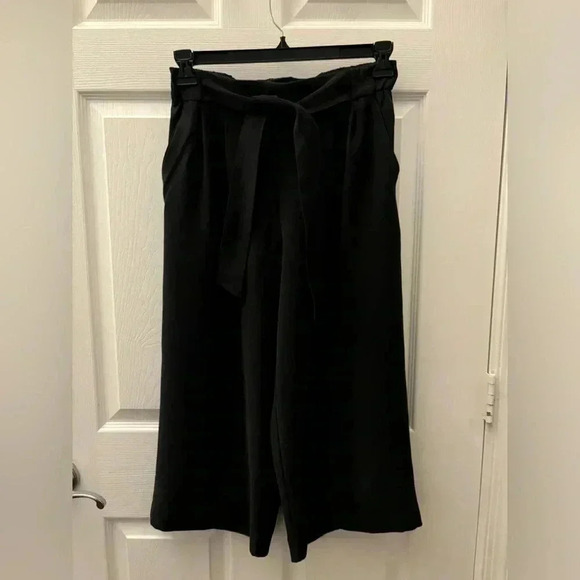 Lululemon Noir Crop Black Waist Tie High Rise Wide Leg Pants size 8 - Picture 4 of 7
